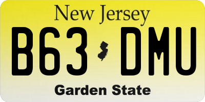 NJ license plate B63DMU