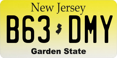 NJ license plate B63DMY
