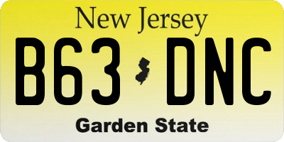 NJ license plate B63DNC