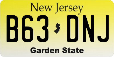 NJ license plate B63DNJ