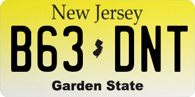 NJ license plate B63DNT