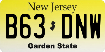NJ license plate B63DNW