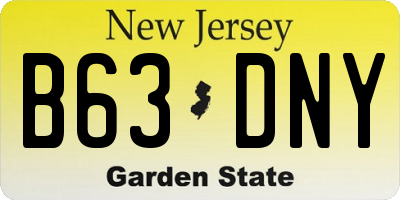 NJ license plate B63DNY