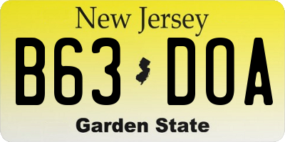 NJ license plate B63DOA