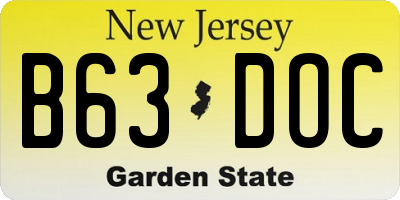 NJ license plate B63DOC