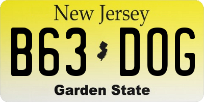 NJ license plate B63DOG
