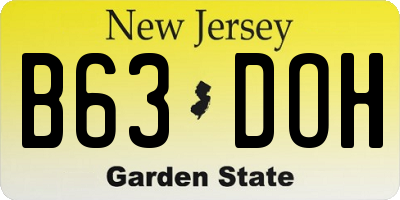NJ license plate B63DOH