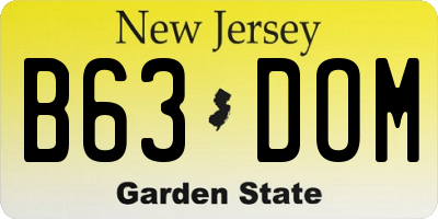 NJ license plate B63DOM