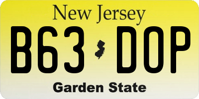 NJ license plate B63DOP