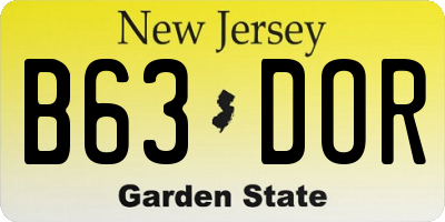 NJ license plate B63DOR