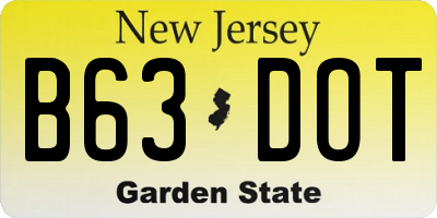 NJ license plate B63DOT