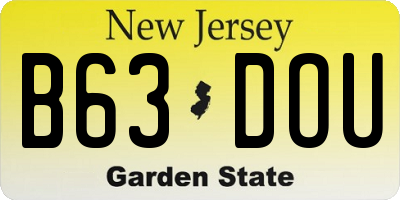 NJ license plate B63DOU
