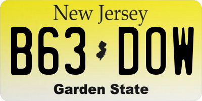 NJ license plate B63DOW