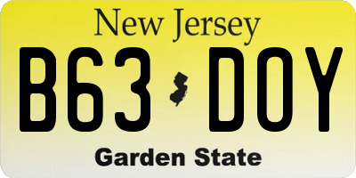 NJ license plate B63DOY