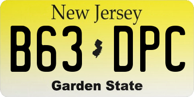 NJ license plate B63DPC