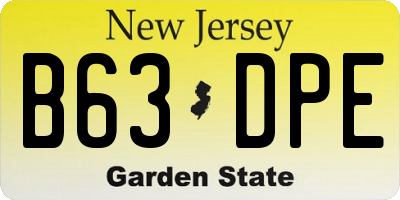 NJ license plate B63DPE