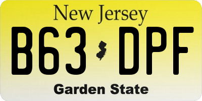 NJ license plate B63DPF