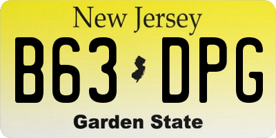 NJ license plate B63DPG