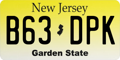 NJ license plate B63DPK