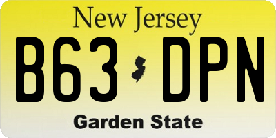 NJ license plate B63DPN