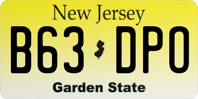 NJ license plate B63DPO