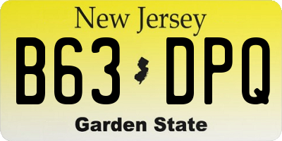 NJ license plate B63DPQ