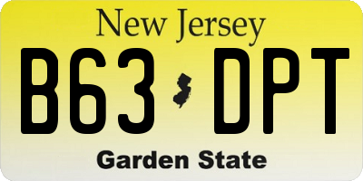 NJ license plate B63DPT