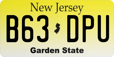 NJ license plate B63DPU