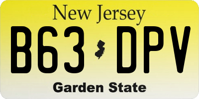 NJ license plate B63DPV