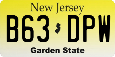 NJ license plate B63DPW