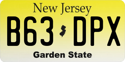 NJ license plate B63DPX