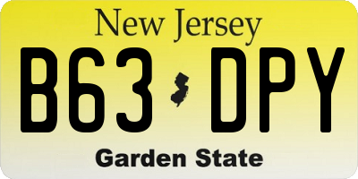 NJ license plate B63DPY