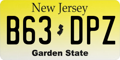 NJ license plate B63DPZ