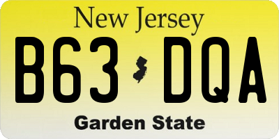 NJ license plate B63DQA