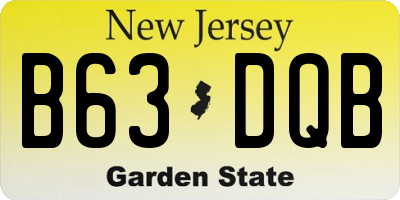 NJ license plate B63DQB