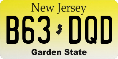 NJ license plate B63DQD
