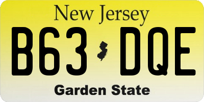 NJ license plate B63DQE