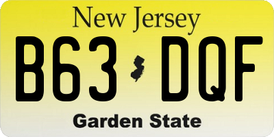 NJ license plate B63DQF