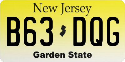 NJ license plate B63DQG