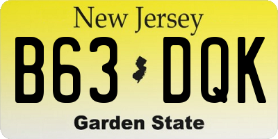NJ license plate B63DQK