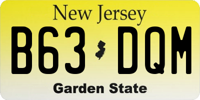 NJ license plate B63DQM