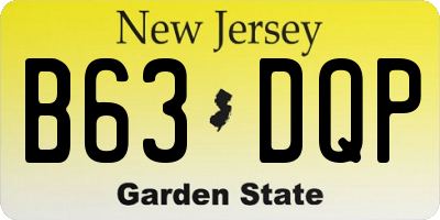 NJ license plate B63DQP