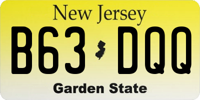 NJ license plate B63DQQ