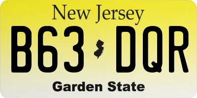 NJ license plate B63DQR