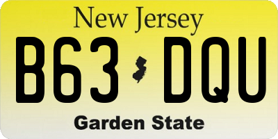NJ license plate B63DQU
