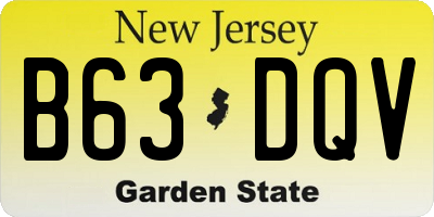 NJ license plate B63DQV