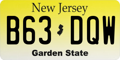NJ license plate B63DQW
