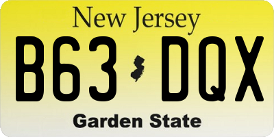 NJ license plate B63DQX