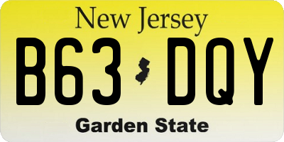 NJ license plate B63DQY