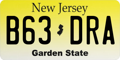 NJ license plate B63DRA